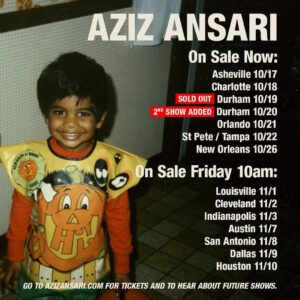 Aziz Ansari Instagram - More shows. If you don’t live in these places, I’m sorry. Sign up on azizansari.com to hear about your city and enjoy this photo of me dressed as a pumpkin from Halloween three years ago.