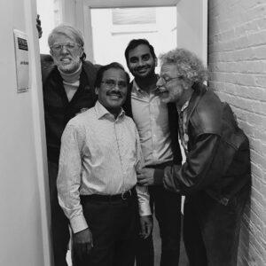 Aziz Ansari Instagram - My dad made his Broadway debut tonight with our good friends George and Gil. Thanks to the Oh Hello boys for having us.