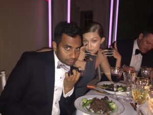 Aziz Ansari Instagram - Met Ball post. Robot knuckles courtesy @gigihadid/@tommyhilfiger.