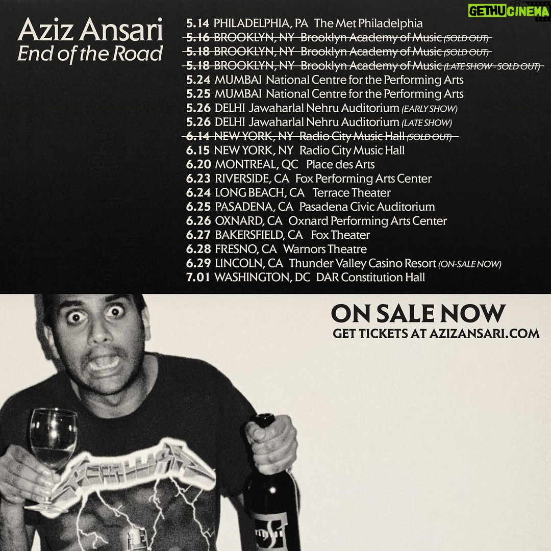 Aziz Ansari Instagram - Road to Nowhere. NY, DC, PHL, MTL, Cali, India, and more: Tickets on sale now at AzizAnsari.com