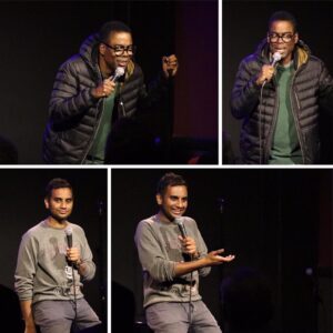 Aziz Ansari Instagram - “Can you post something about the last minute gig you did with Rock on Tuesday? Thank the people that came out late?”⁣
⁣
“I didn’t take any photos.”⁣
⁣
“😕 sigh”⁣
⁣
“I got a pic of Ninja Turtles cookbook my gf got me for my bday.”⁣
⁣
“Not helpful. I’ll ask Improv for pics.”⁣
⁣
“You want recipe for Splinters Spinach Calzones?”⁣
⁣
“No.”⁣
⁣
“Bebop’s Popcorn?”⁣
⁣
“Are these real?”
