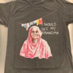 Aziz Ansari Instagram - JUST PRESSED. New tour shirt launching in LA TONIGHT featuring my grandma. 👵🏾 Artwork by @mattrmccormick and @easyotabor based on photos I took in India.
