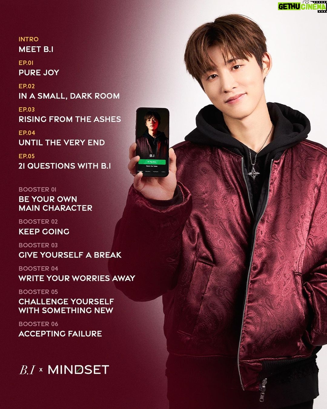 B.I Instagram - My Mindset Collection is finally out! Download the Mindset app at https://link.getmindset.com/ to start listening now. 저의 마인드셋 컬렉션이 공개되었습니다 . https://link.getmindset.com/에서 마인드셋 앱을 다운로드하고 함께해주세요 #BI_Mindset #BI