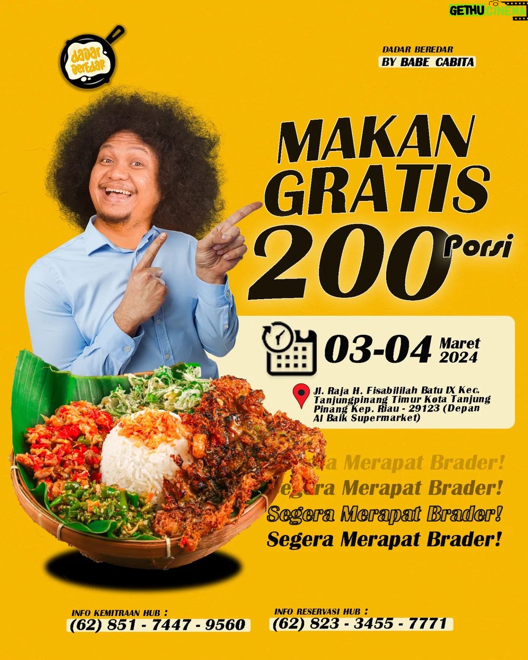 Babe Cabiita Instagram - PENGEDAR TANJUNG PINANG HARAP BERSIAP! Dadar Beredar Dar Der Dor di TANJUNG PINANG! Lokasinya di: π Jl. Raja H. Fisabililah, Batu IX, Kec. Tanjungpinang Tim., Kota Tanjung Pinang, Kepulauan Riau Depan Al Baik Supermarket) SIAP BEREDAR TANGGAL 3 Maret 2024! Yok kita Dar Der Dor bareng @kingabdi_jajanmercon dan @babecabiita! #TelurCeplok #DadarBeredar #SpesialisTelurDadar #RasaTelurDadar #KulinerTelurCeplok #SantapTelurDadar #GurihTelurCeplok