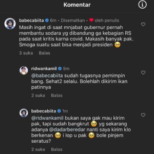 Babe Cabita Instagram - Sedih juga liat postingan @ridwankamil pamit jadi gubernur jabar padahal aku bukan warga jabar.  Bapak salah satu pemimpin paporit aing 🔥