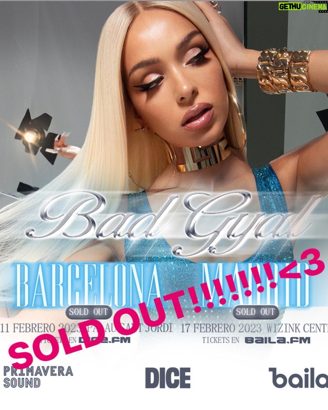 Bad Gyal Instagram - BARCELONA Y MADRID ESTAMOS SOLD OUT ππβΊοΈ 11 FEBRERO PALAU SANT JORDI 17 WIZINK CENTER