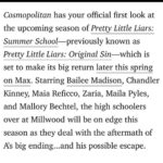 Bailee Madison Instagram - Sunny days 🅰️nd killer nights = a Final Girl Summer🔪 @cosmopolitan has your FIRST look at @prettylittleliars summer school , plus @writerras & @lindsaycbring are sharing some hottttt gossss-ip ! Season Two is coming to @streamonmax this spring , and I promise you… you aren’t ready…. I freaking love these women, and this season.