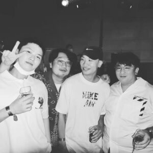 Bang Si-hyuk Instagram - Proud of you, my bro @uarmyhope With @bts.bighitofficial @gaekogeem @pdogg428 @supremeboi_kor #HYBE #bighitmusic #hybe19thfloor #streamingparty