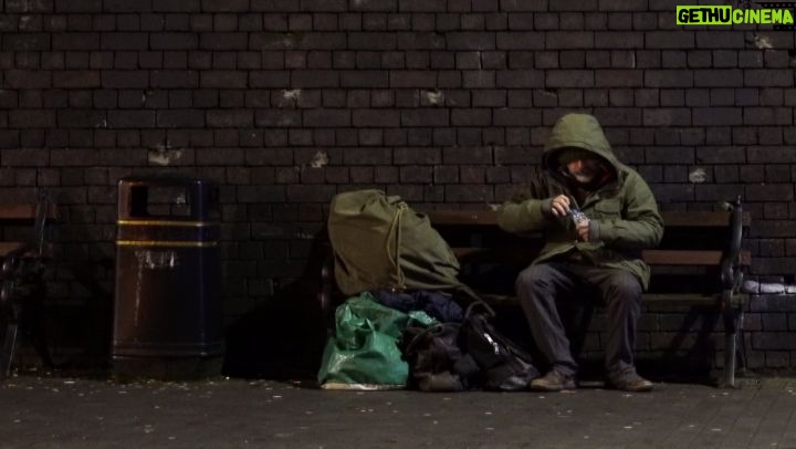 Banksy Instagram - . God bless Birmingham. In the 20 minutes we filmed Ryan on this bench passers-by gave him a hot drink, two chocolate bars and a lighter - without him ever asking for anything.