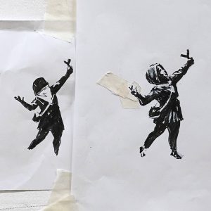 Banksy Instagram - .
I’m kind of glad the piece in Barton Hill
got vandalised.
The initial sketch was a lot better..