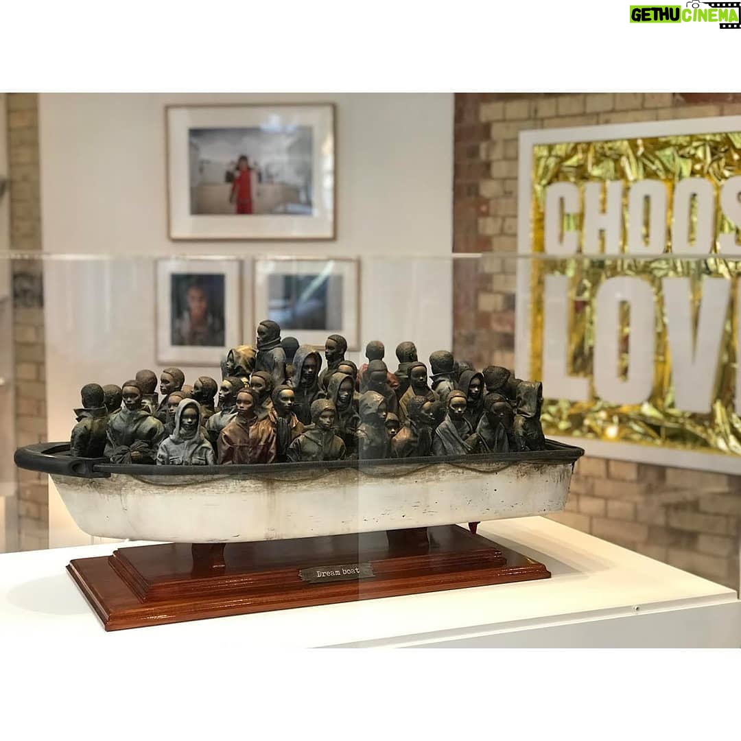 Banksy - 579.5K Likes - .
I'm raffling one of the boats from Dismaland for £2 at www.choose.love
Fully remote controlled, top speed 3 knots, batteries included.
Just guess how much it weighs. It’s on display at the pop-up Help Refugees shop. 30 Fouberts Place, Carnaby Street, London until competition closes 22nd December.