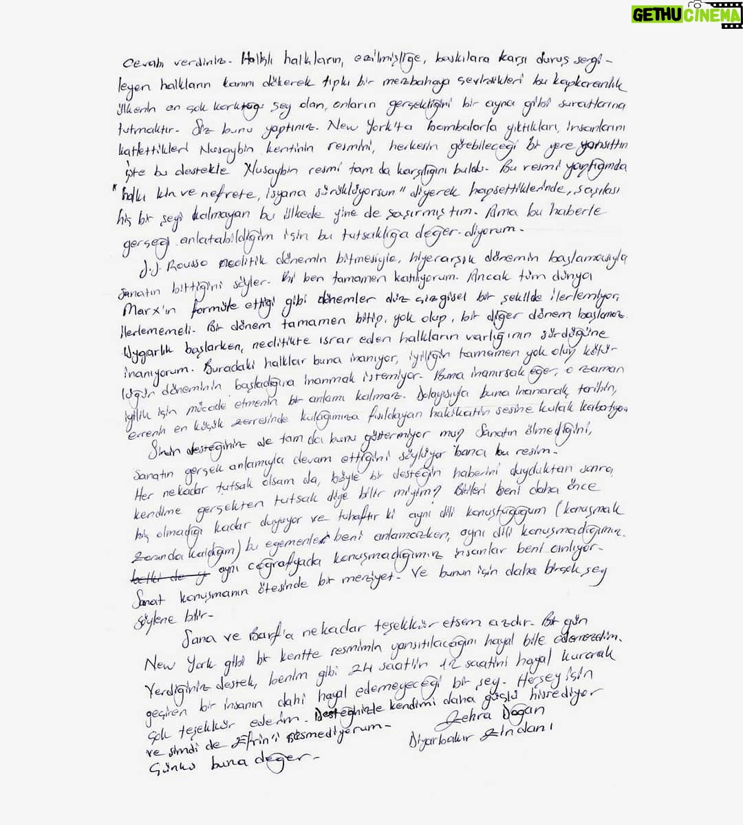 Banksy Instagram - . I got a letter from Zehra Doğan in Diyarbakır Prison, Turkey