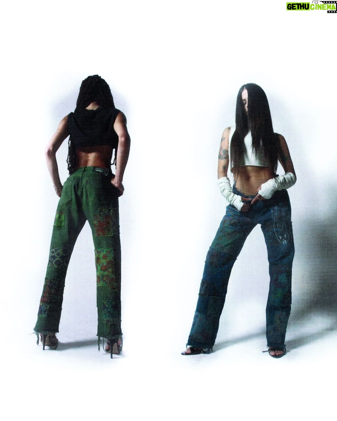 Barbie Ferreira Instagram - Ahhhh😈 my collab with @levis is finally out!! patchwork jeans in blue and green for the hotties. thank you so much to everyone involved this was truly a dream. link in bio to purchase 🫧 special thanks to @indiana420bitch @sweet_c0le @trueeee @gabbriette @memphy @chrishoran20 @kalikennedy @sojinails @kenpaves and everyone who helped make this happen 🥹