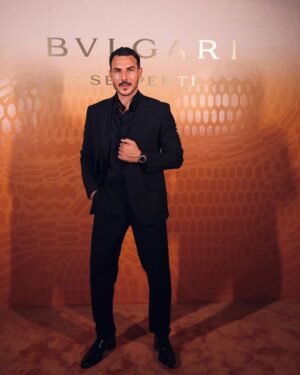 Bassel Khayyat Instagram - Celebrating The launch of the Serpenti factory exhibition “75 Years of Infinite Tales” with Bvlgari Family 

Watch& Jewlery @bulgari 
Styled by @cedrichaddad 
Look  @dior 
Photographer: @patricksawaya 
Management: @sossiwartanian