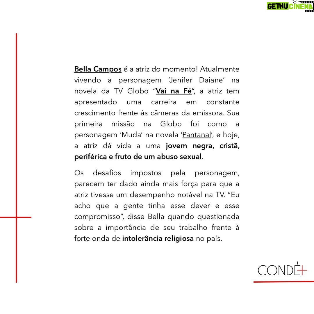 Bella Campos Instagram - Bella Campos, #TalentoCondéMais, foi destaque na L’Officiel Brasil. 💫✨👏 A atriz falou sobre a carreira, autoestima, beleza, representatividade, sonhos e planos para o futuro. Em ascensão, Bella reúne papéis de destaque em duas novelas, ambas da @tvglobo, e um troféu Melhores do Ano, na categoria Melhor Atriz Coadjuvante, por sua atuação em “Pantanal”. Atualmente, está no ar como Jennifer na novela “Vai na Fé”. Confira a matéria de Ivna Barreto na @lofficielbrasil. Assessoria: Stratosfera Comunicação (@stratosferacom) Fotos: Jorge Bispo (@jorgebispo) Stylist: Aléxia Azambuja (@alexia_azambuja) Assistente de styling: Alice Themudo (@alicettttttttttt) Produção de moda: Vitória Cantone (@vitoriacantone) e Clara Peixoto (@clarapxtm) Camareira: Salvadora do Nascimento Beleza: Luiza Goulart (@luizagoul.art) Assistente de beleza: Nata Di Paula (@natadipaula)