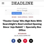 Ben Platt Instagram - thanks to everyone who has watched, laughed & loved @theatercampthemovie these past few months 🎭🏕️💕
