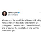 Ben Shapiro Instagram - Baby Shapiro #4 is here!