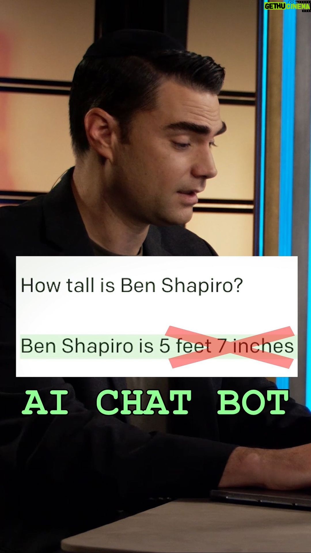 Ben Shapiro Instagram - This so-called “objective” AI chat bot is spreading misinformation about my height. I also ask it questions like “What is a woman?” and “Is Joe Biden mentally well?” in my latest YouTube video. Check it out.
