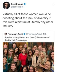 Ben Shapiro Instagram - Also, taking smiling pictures en masse with the people you're supposed to be covering doesn't exactly scream objective journalism.