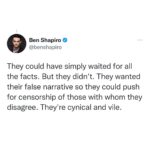 Ben Shapiro Instagram - Propagandistic smears, the lot of them.