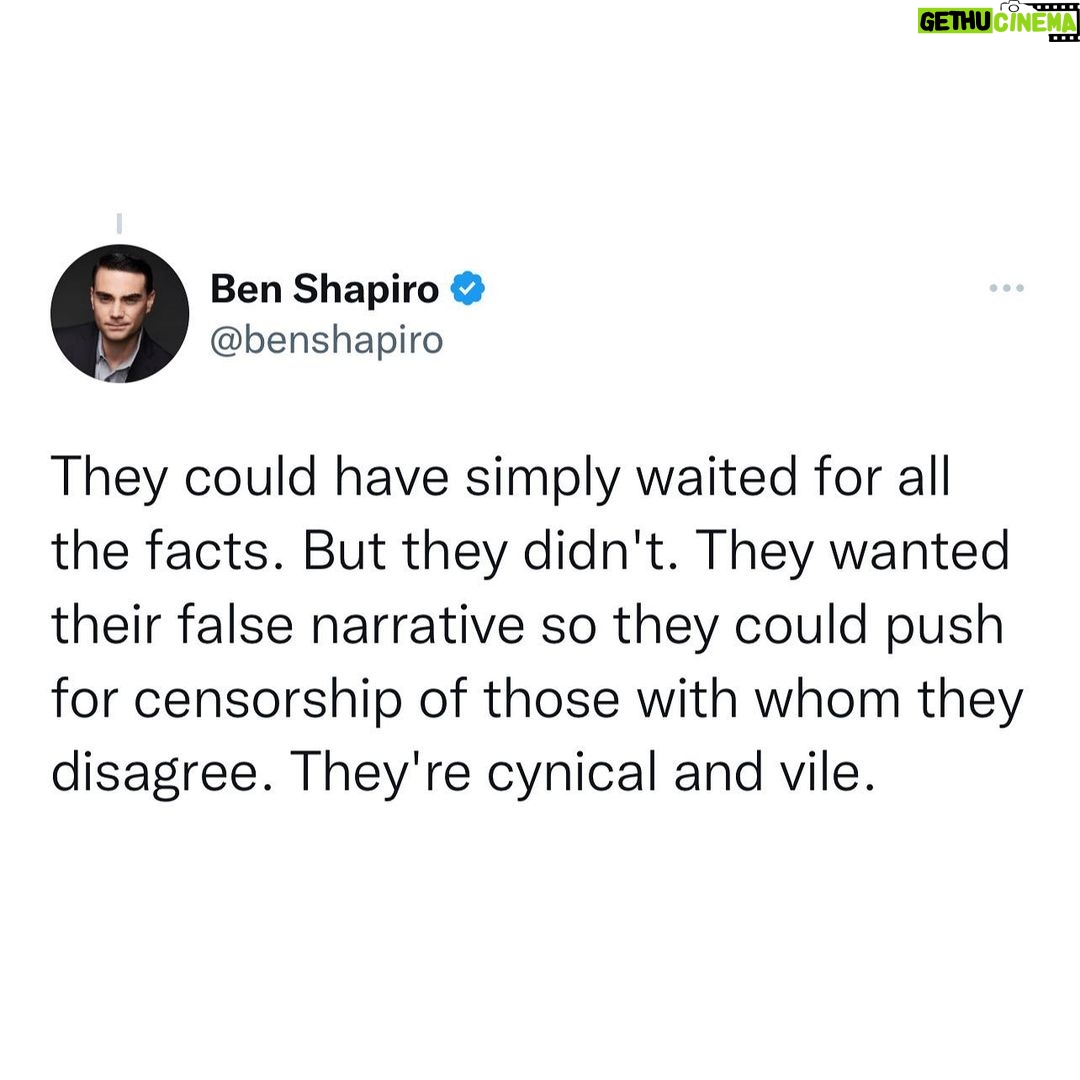 Ben Shapiro Instagram - Propagandistic smears, the lot of them.
