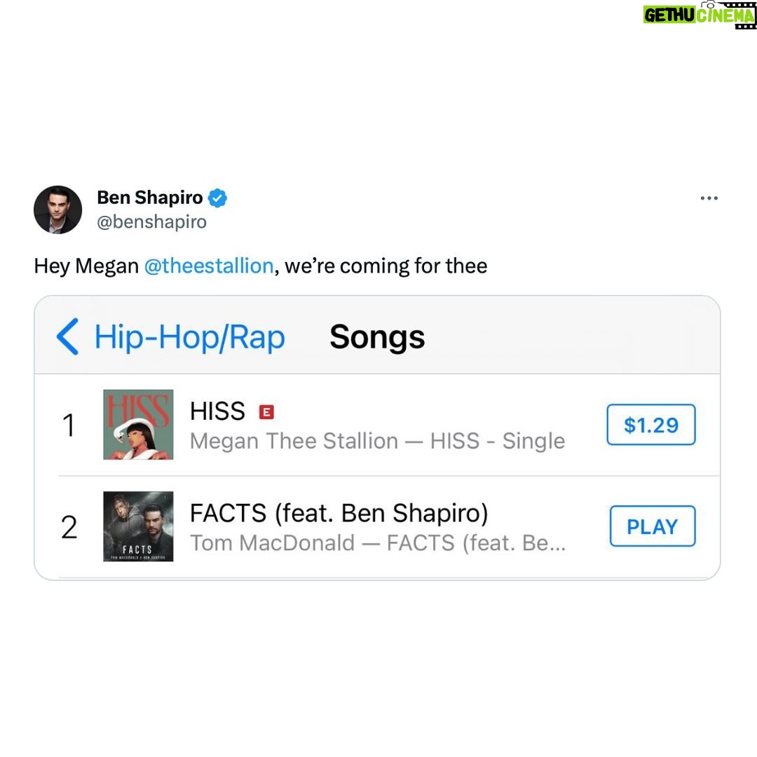 Ben Shapiro Instagram - My rap talents must be appreciated by all. Download “FACTS” on iTunes or Amazon now.