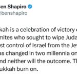 Ben Shapiro Instagram - The lights of Chanukkah burn on.
