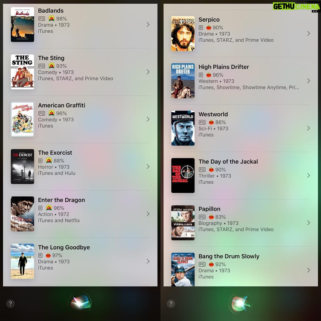 Ben Stiller Instagram - Casual request “Siri show movies from 1973” literally stops me in my tracks. That’s not even including the Mean Streets screen. . #70s #BestMovieDecade