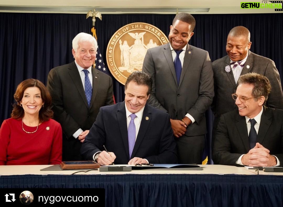 Ben Stiller Instagram - Proud to be a a part of this signing ceremony for an important step forward in #votingreform. #Repost @nygovcuomo with @get_repost ・・・ Voting just got a lot easier in New York. Early voting. Closing the LLC loophole. Pre-registration for 16 & 17-year-olds. Universal transfer of registration. Synchronizing federal & state primaries. These reforms remove barriers so that more people can exercise this sacred right. A huge victory for democracy. New York, New York