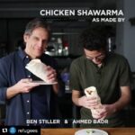 Ben Stiller Instagram - My friend @mesopotami Ahmed Badr was welcomed with his family as a refugee to America from Iraq almost 10 years ago. He showed me how to make his favorite dish from his time in Syria during his long journey here. Today as we see families being inhumanely separated, #worldrefugeeday celebrates that people are people all over just looking to have as good a life as possible when their lives are affected by war and famine. Circumstances that are beyond their control. #Repost @refugees with @get_repost ・・・ "There's this amazing familiarity that happens mid-bite." . @mesopotami and @benstiller teamed up for a #WorldRefugeeDay shawarma special. . Check out this amazing @BuzzfeedTasty video where Ben and Ahmed walk you through the recipe that brought back childhood memories. . Video credit: @BuzzfeedTasty . #WorldRefugeeDay #withRefugees #Tasty #RefugeeDay #refugees #shawarma #yum #recipes #Iraq #cooking #foodstagram worldrefugeeday