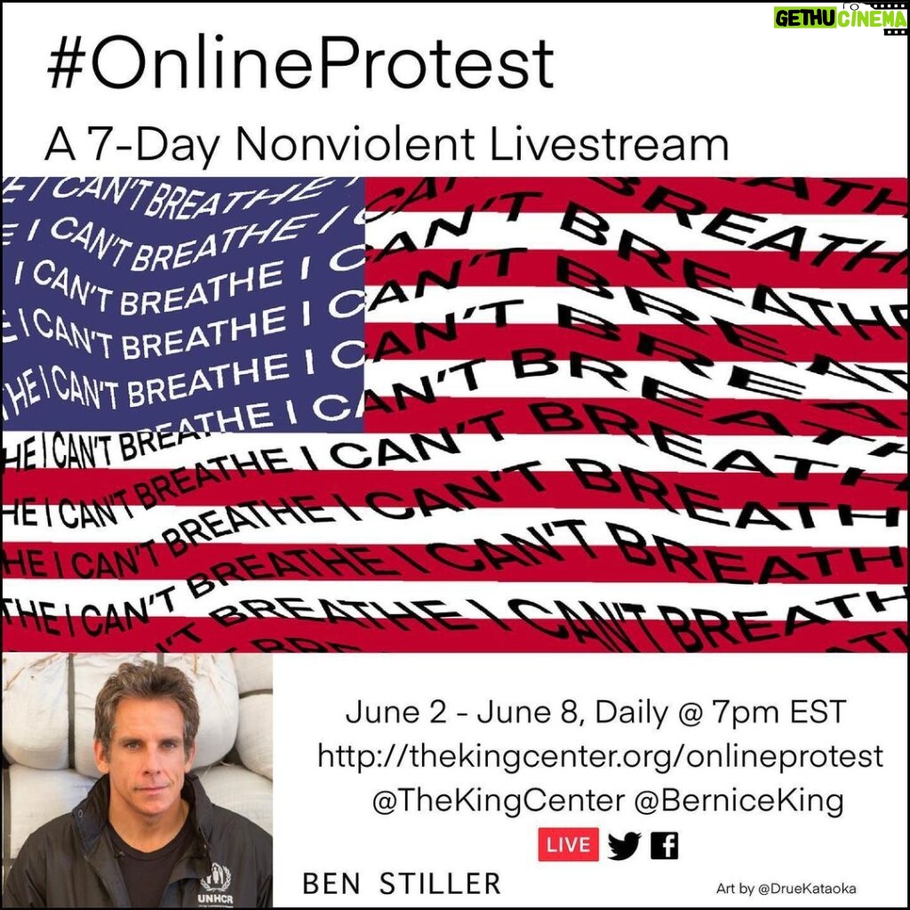Ben Stiller Instagram - Please join me tonight LIVE at 7pm Eastern with @berniceaking & @thekingcenter. Link in bio. #OnlineProtest aims to drive real, tangible change. Let’s amplify the calls for justice for #GeorgeFloyd, #BreonnaTaylor #AhmaudArbery #BlackLivesMatter