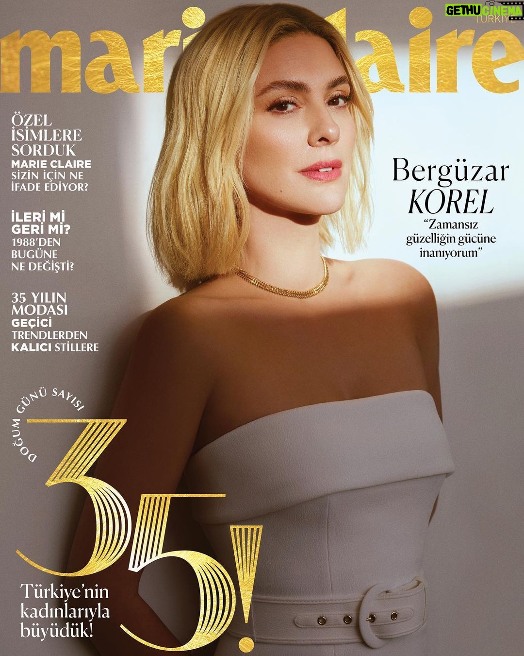 Bergüzar Korel Instagram - 25. yılın ardından 35. yılda da kapağınızda olmak çok anlamlı sevgili @marieclairetr ailesi. Nice yaşlara🥂