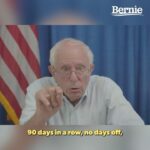Bernie Sanders Instagram - 90 days in a row. No days off. Seven days a week. 12 hours a day. Yes, the Big 3 carmakers can afford to give workers like Michelle the pay and benefits they EARN.