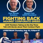 Bernie Sanders Instagram - TOMORROW at 7:30pm ET: The Big 3 car makers made $21 billion in the first 6 months of 2023. Join me, @uaw.union President Shawn Fain, and autoworkers for an important livestream discussion about their fight for economic justice.