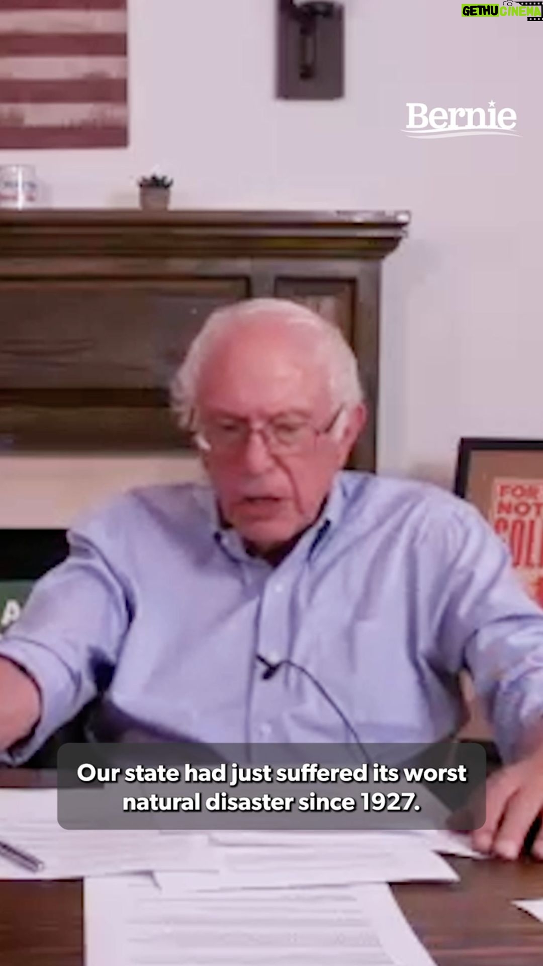 Bernie Sanders Instagram - My state has just suffered its worst natural disaster since 1927. The climate crisis is here. For the sake of our common humanity, we must act boldly.