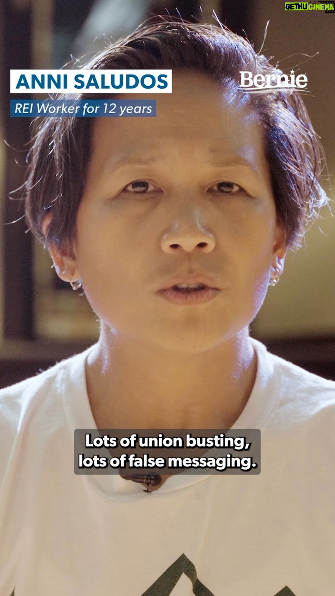 Bernie Sanders Instagram - REI executives say they focus on shared values, not share value. Yet they continue to intimidate and retaliate against pro-union workers. I stand in solidarity with workers and urge REI to stop illegally union-busting.