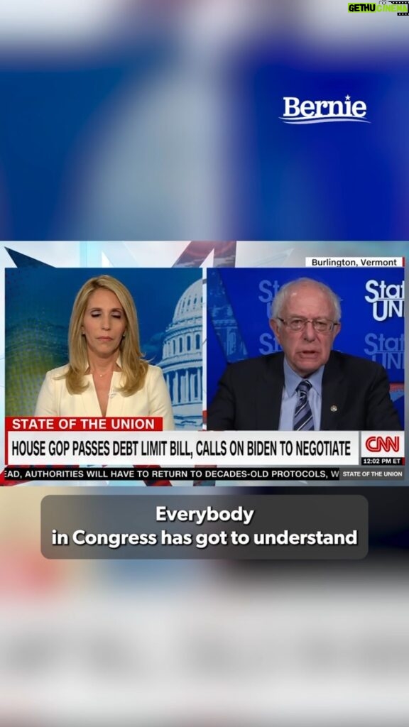 Bernie Sanders Instagram - I have a message for my Republican colleagues: don’t hold the American people or the world’s economy hostage so you can go to war against the working class of this country. We already have too much inequality in America. Let’s not make it worse. We need a clean debt ceiling bill.