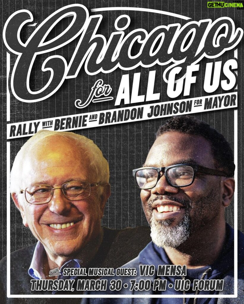 Bernie Sanders Instagram - Chicago deserves a mayor who will invest in the working families' needs — affordable housing, health care, fully funded neighborhood schools, good jobs. That's the kind of mayor @brandon4chicago will be. Join us as we rally to get out the vote this Thursday at 7 PM.