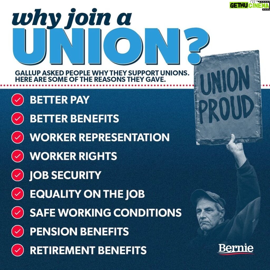 Bernie Sanders Instagram - There is nothing that the CEOs and the bosses of this country fear more than an organized, powerful trade union movement. And why is that? Because they know that when workers come together and fight for better pay, better benefits, and for decency on the job, there is not one thing that can stop them. Let's grow the trade union movement and rebuild the middle class.