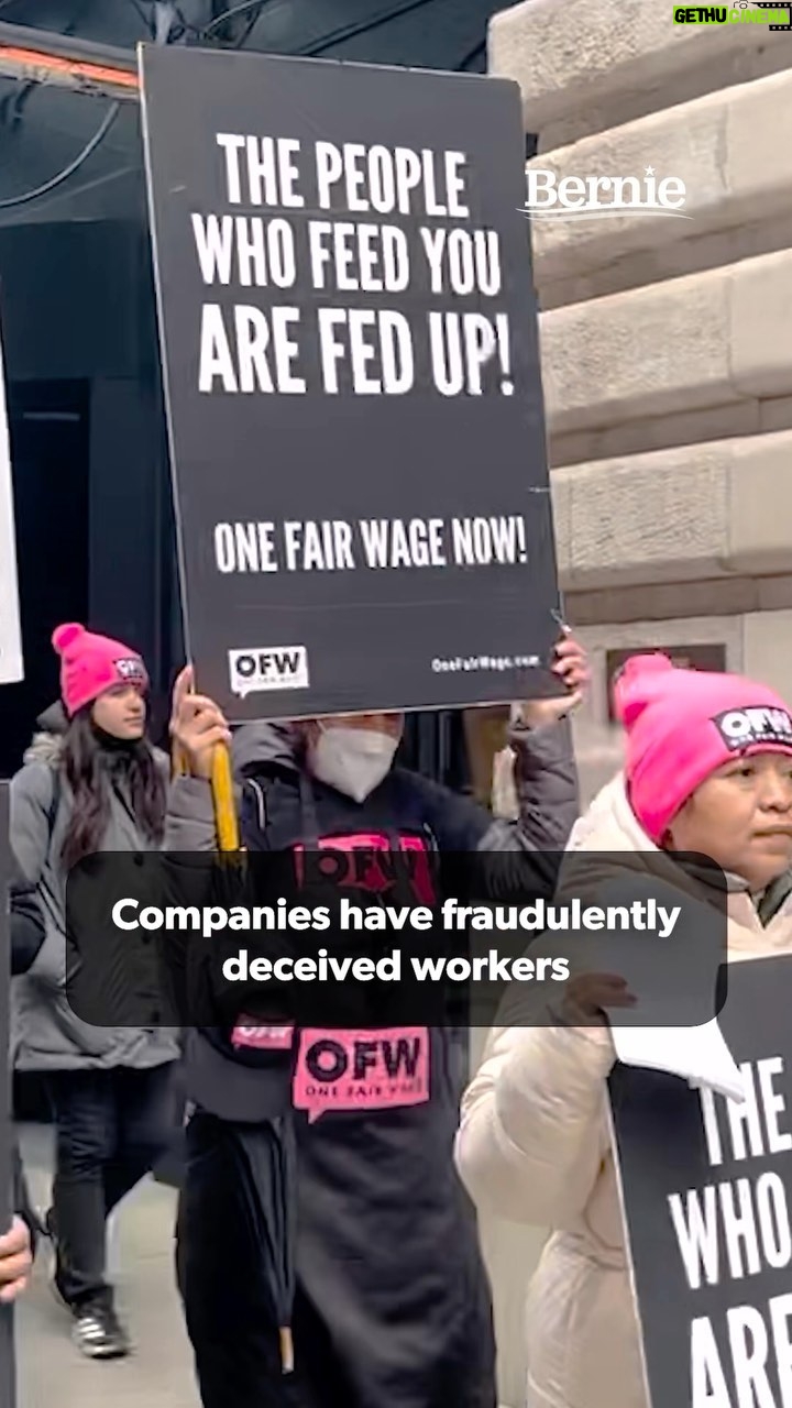 Bernie Sanders Instagram - There is nowhere in this country where a full-time worker paid the federal minimum wage of $7.25 can make ends meet — and yet many restaurant workers are paid a sub-minimum wage of just $2.13 an hour. Totally absurd. It’s time to end starvation wages for tipped workers.
