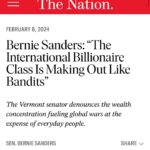 Bernie Sanders Instagram - How can the U.S. condemn Russia’s bombing of civilians in Ukraine as a war crime but fund Netanyahu’s war machine, which has killed thousands? How can we criticize the human rights of Iran & China, but ignore the human rights of the Palestinian people? https://www.thenation.com/article/world/bernie-sanders-speech-center-for-international-policy/