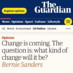 Bernie Sanders Instagram - Change is coming. The question is: What kind of change will it be? Will it be a Trump authoritarian change which divides us up based on the color of our skin or where we were born. Or one that brings us together to achieve economic & social justice and a world of human decency. Read the full op-ed here: https://www.theguardian.com/commentisfree/2023/nov/30/bernie-sanders-trump-political-divide