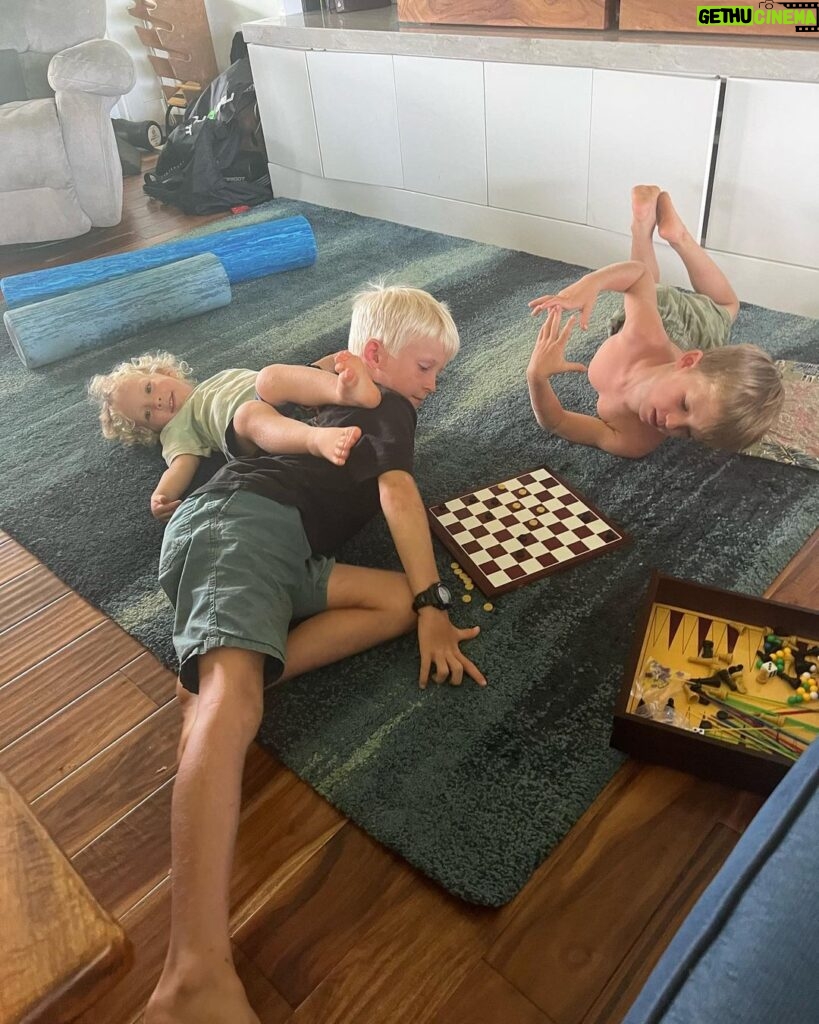 Bethany Hamilton Instagram - Photo dump from life lately! The brother love is so sweet💛 Raging summer 🌅 Sweet girl dad moments 💖 Boys making their own food🍽 Snuggles and lots of cards and games! ♣️♥️🤗