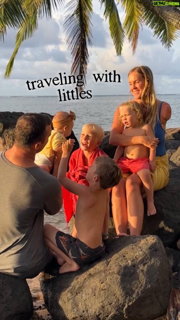 Bethany Hamilton Instagram - Traveling with toddlers and babies? Here’s our inside scoop: 1. A large amount of snack variety is key – keep a mix of healthy treats for tiny cravings. 2. Pack a go-to comfort item for each child, this will help keep them busy. And they bring a backpack full of fun! 3. Timing is everything – we personally avoid red eyes. And if somehow we can plan travels around nap schedules for smoother journeys then we do. Happy travels with your little ones! 👶✈️ Any other parents have go-to tips!?