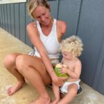 Bethany Hamilton Instagram - If there is one sure thing to get this boy and his mama stoked, it’s a coconut! 🌴🥥 Hes been on a terror lately but we are finding peace with our coconuts😂😆💛