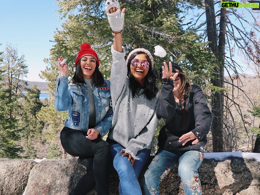 Bethany Mota Instagram - Keep scrolling to find out what happens when you throw snowballs at my friends while we are trying to take a cute picture.. 😂 Big Bear Lake, California
