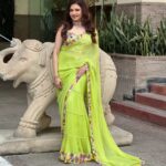 Bhagyashree Instagram - Go green ! #sareelove #style #lovethecolor #sari #sareeseason #gogreen #Stylist @roshni0819 Outfit @nirmooha