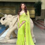 Bhagyashree Instagram - Go green ! #sareelove #style #lovethecolor #sari #sareeseason #gogreen #Stylist @roshni0819 Outfit @nirmooha