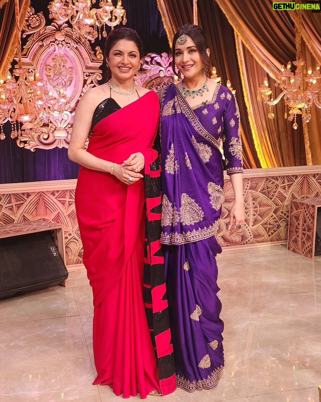 Bhagyashree Instagram - Watch us in Dance deewane on @colorstv at 9.30pm today #entertainment #dancedeewane #funshoot #funtimes Stylist - @roshni0819 Outfit - @swtantraofficial x @entertainmenttleo9 Jewellery - @jewelryaccent Makeup @elvismakeupartist Hair @sunny_hairr