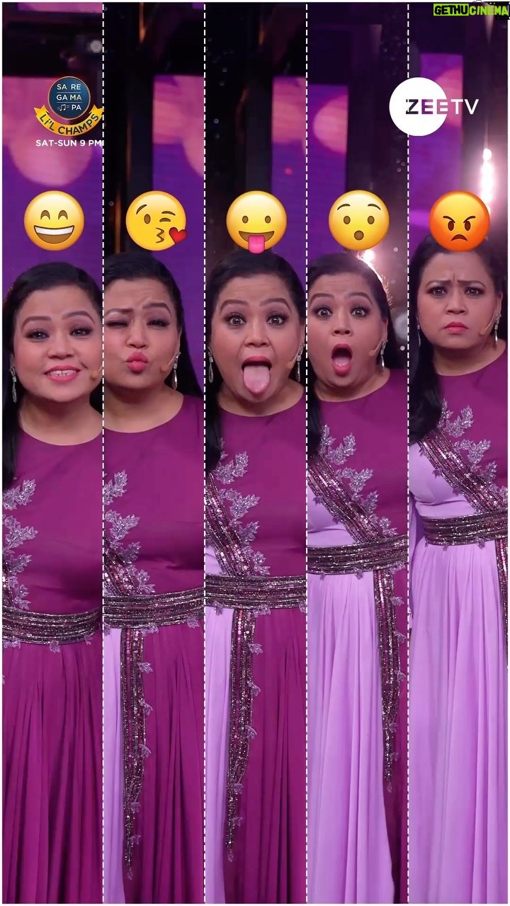 Bharti Singh Instagram - #BhartiSingh’s emoji version! 😂 Tell us in comments which emoji suits our hosts personality. Dekhiye #SRGMPLilChamps, Sat-Sun, raat 9 baje, sirf #ZeeTV par. #MahaMusicalWeekend #ZeeTVReels #ZeeOnTheGoReels @bharti.laughterqueen